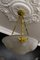 French Art Deco White Frosted Glass and Bronze Pendant Light with Floral Motifs, 1930s 6
