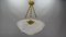 French Art Deco White Frosted Glass and Bronze Pendant Light with Floral Motifs, 1930s 17