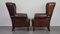 Brown Leather Wing Chairs, Set of 2 3