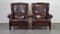 Brown Leather Wing Chairs, Set of 2 1