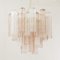 Italian Pink and Clear Glass Suspension Lamp, 1990s 3