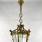Lantern Pendant in Bronze with Etched Glass Panels, France, 1930s 2