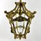Lantern Pendant in Bronze with Etched Glass Panels, France, 1930s 5