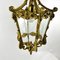 Lantern Pendant in Bronze with Etched Glass Panels, France, 1930s 3