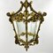 Lantern Pendant in Bronze with Etched Glass Panels, France, 1930s 4