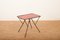 Folding Table in Tubular Steel Frame Painted Black, Pavatex Top with Red Synthetic Resin Covering, 1950s 5