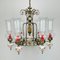 Vintage Porcelain and Brass Chandelier, Italy, 1930s 1