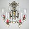 Lámpara de araña vintage de porcelana y latón, Italia, años 30, Imagen 12