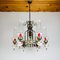 Vintage Porcelain and Brass Chandelier, Italy, 1930s 7
