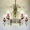 Vintage Porcelain and Brass Chandelier, Italy, 1930s 5