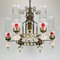 Vintage Porcelain and Brass Chandelier, Italy, 1930s 4