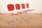 Alu Flex Chair Set in Aluminum Frame, Red Plywood Seat and Back by Armin Wirth for Aluflex, 1951, Set of 4 3