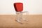 Alu Flex Chair Set in Aluminum Frame, Red Plywood Seat and Back by Armin Wirth for Aluflex, 1951, Set of 4 2