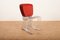 Alu Flex Chair Set in Aluminum Frame, Red Plywood Seat and Back by Armin Wirth for Aluflex, 1951, Set of 4, Image 2