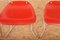 Alu Flex Chair Set in Aluminum Frame, Red Plywood Seat and Back by Armin Wirth for Aluflex, 1951, Set of 4 6