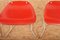 Alu Flex Chair Set in Aluminum Frame, Red Plywood Seat and Back by Armin Wirth for Aluflex, 1951, Set of 4, Image 6