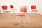 Alu Flex Chair Set in Aluminum Frame, Red Plywood Seat and Back by Armin Wirth for Aluflex, 1951, Set of 4 9