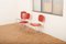 Alu Flex Chair Set in Aluminum Frame, Red Plywood Seat and Back by Armin Wirth for Aluflex, 1951, Set of 4 11