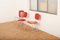 Alu Flex Chair Set in Aluminum Frame, Red Plywood Seat and Back by Armin Wirth for Aluflex, 1951, Set of 4, Image 11