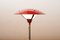 Floor Lamp in Black Metal Base, Gray Painted Tubular Steel Frame, Red Painted Metal Shade, Frosted Glass Diffuser 2