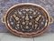 Hand Carved Floral Oval Copper Service Tray with Handles, Image 1