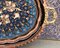 Hand Carved Floral Blue Clove Design Copper Tray with Handles 2