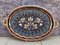 Hand Carved Floral Blue Clove Design Copper Tray with Handles 1