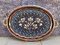 Hand Carved Floral Blue Clove Design Copper Tray with Handles, Image 1