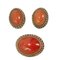 Vintage Carnelian Chinese Export Vermeil Silver Earrings and Brooch, 1970s, Set of 3, Image 1