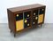 Mid-Century Modern 2 Doors Walnut Black Yellow Sideboard, 1960s 3