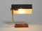 Small Mid-Century Modern Metal and Brass Table Lamp with Teak Base, 1950s 5