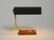 Small Mid-Century Modern Metal and Brass Table Lamp with Teak Base, 1950s 14