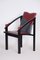 Mid-Century Armchair in Lacquered Wood & Leather, 1970s 1