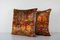 Vintage Red and Yellow Velvet Cushion Covers, Set of 2, Image 2