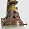 Antique Brass Wall Light with Holophane Glass Shade, 1920s, Image 4