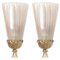 Gold Chalice Glass and Brass Wall Light from Barovier, 1960, Set of 2 1