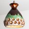 Lámpara colgante de cerámica en verde y marrón, 1970, Imagen 9