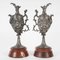 Napoleon III Period Silvered Bronze Ewers with Griotte Marble Bases, Set of 2 2