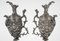 Napoleon III Period Silvered Bronze Ewers with Griotte Marble Bases, Set of 2 3