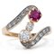 Art Nouveau Ring in 18k Yellow and White Gold with Ruby and Diamonds, 1960s 1