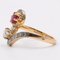 Art Nouveau Ring in 18k Yellow and White Gold with Ruby and Diamonds, 1960s 5