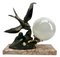 Art Deco French Table Lamp with stylized Spelter Representation of Bird, 1935 4