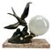 Art Deco French Table Lamp with stylized Spelter Representation of Bird, 1935, Image 4