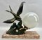 Art Deco French Table Lamp with stylized Spelter Representation of Bird, 1935, Image 9