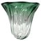 Jarrón Label esculpido de cristal con núcleo verde de Val Saint Lambert, Bélgica, años 50, Imagen 3