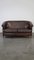 Dark Sheep Leather 2-Seat Club Sofa with Black Piping, Image 1