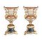 French Empire Style Crystal Glass Campana Urns with Pedestal Base, Set of 2 1