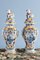 18th Century Dutch Delftware Polychrome Covered Baluster Vases, Set of 2, Image 1