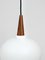 Teak & Opaline Pendant Suspension Lamp by Louis Kalff for Philips, Netherlands, 1950s 10