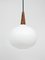 Teak & Opaline Pendant Suspension Lamp by Louis Kalff for Philips, Netherlands, 1950s 13
